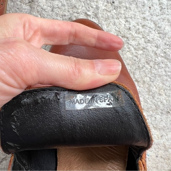 Musse & Cloud: Cognac Leather Slip On Gypsy Western Metal Buckle  Ankle Booties - Picture 9 of 11